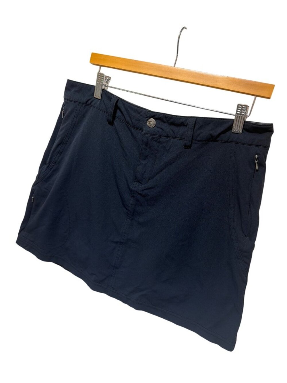 REI Co-Op Black Nylon Hiking Skort Women’s Size 12 With Zipper Pockets